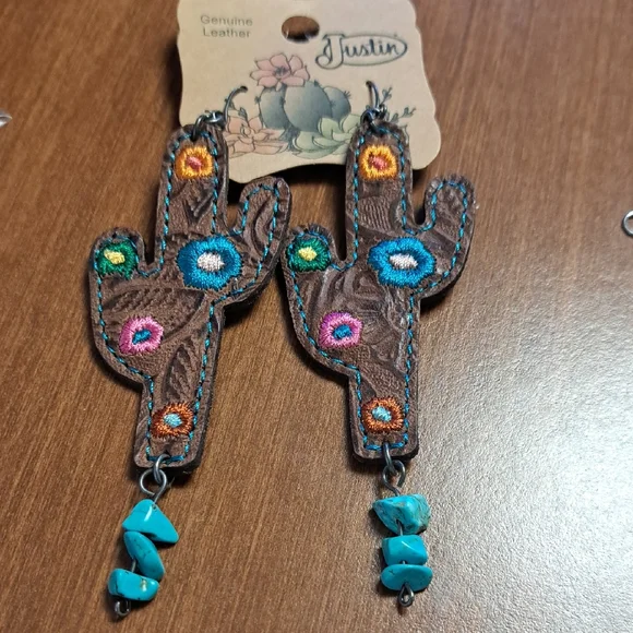 Justin Boots Colorful Cactus Earrings - Picture 1 of 4